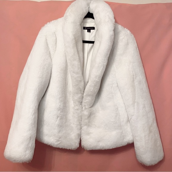INC International Concepts Jackets & Blazers - Elegant White Faux Fur Jacket Coat Pocket Large 12 14 INC International Concepts